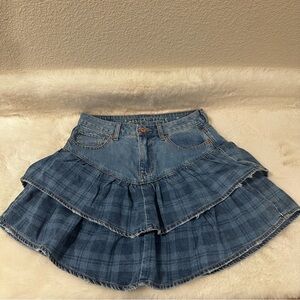American Eagle Outfitters Blue Denim Tiered Skirt
